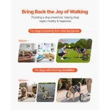 VEVOR Dog Wheelchair for Back Legs, Lightweight 2 Wheels Pet Wheelchair, Height, Width & Length Adjustable, Dog Cart with Shock-Absorbing Wheels, for Injured, Disabled Dogs 48-88 lbs, Large
