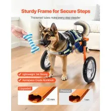 VEVOR Dog Wheelchair for Back Legs, Lightweight 2 Wheels Pet Wheelchair, Height, Width & Length Adjustable, Dog Cart with Shock-Absorbing Wheels, for Injured, Disabled Dogs 48-88 lbs, Large