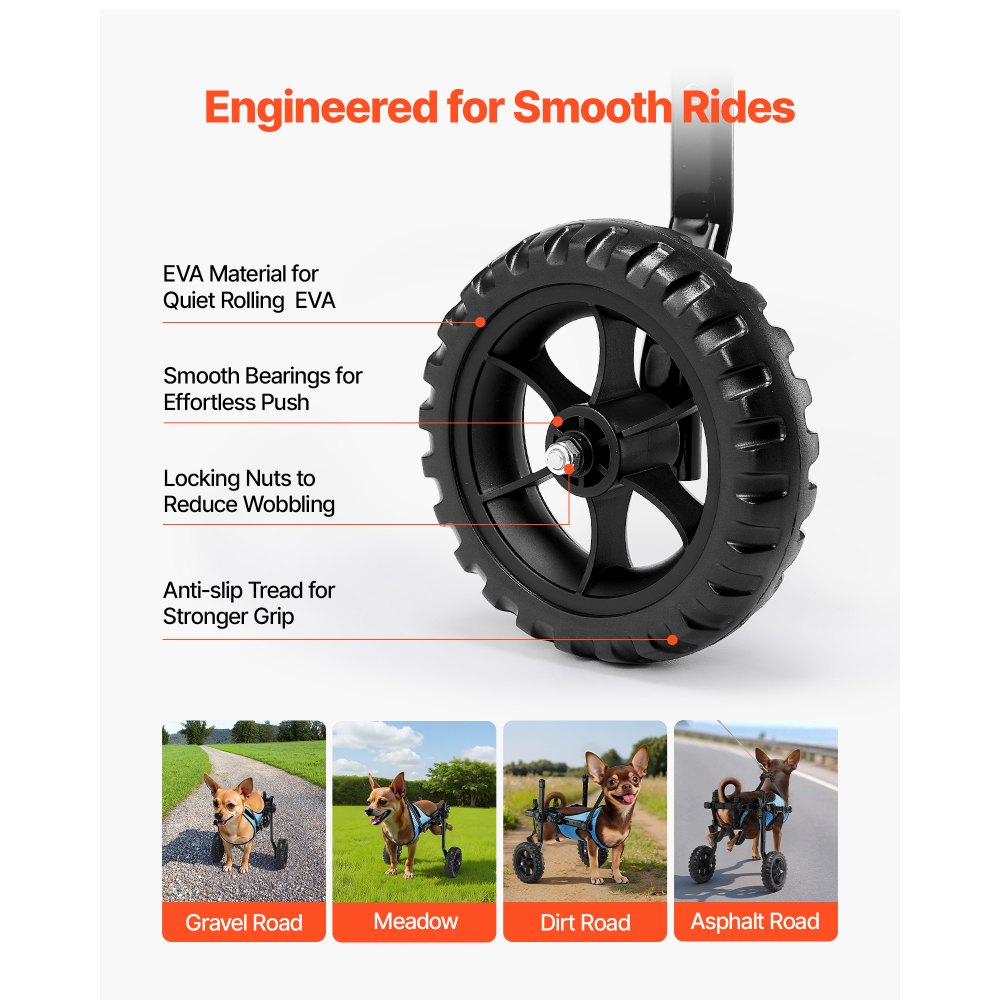 VEVOR Dog Wheelchair for Back Legs, Adjustable 2 Wheels Pet Wheelchair, Lightweight  Dog Cart with Shock-Absorbing Wheels, Mobility Support Wheel Chair for Disabled Injured Dogs up to 10kg , X-Small