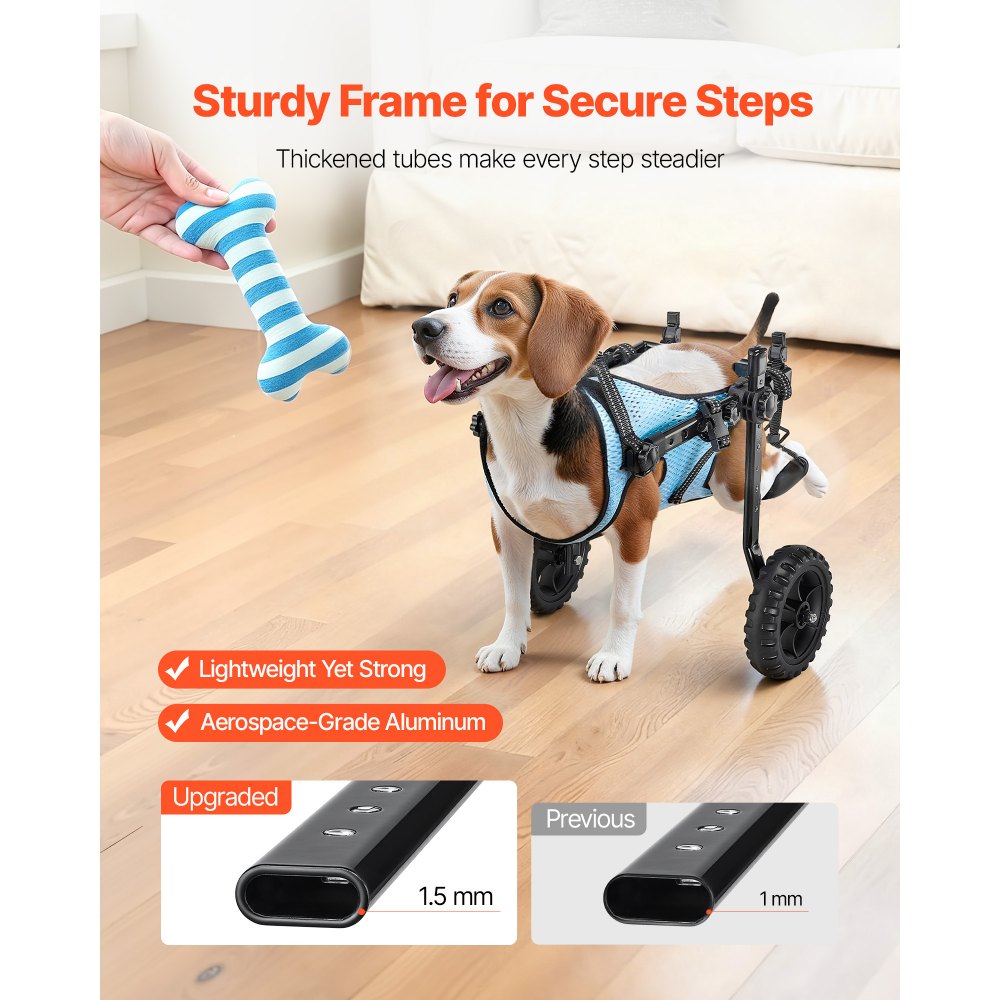 VEVOR Dog Wheelchair for Back Legs, Adjustable 2 Wheels Pet Wheelchair, Lightweight  Dog Cart with Shock-Absorbing Wheels, Mobility Support Wheel Chair for Disabled Injured Dogs up to 22lbs, Small