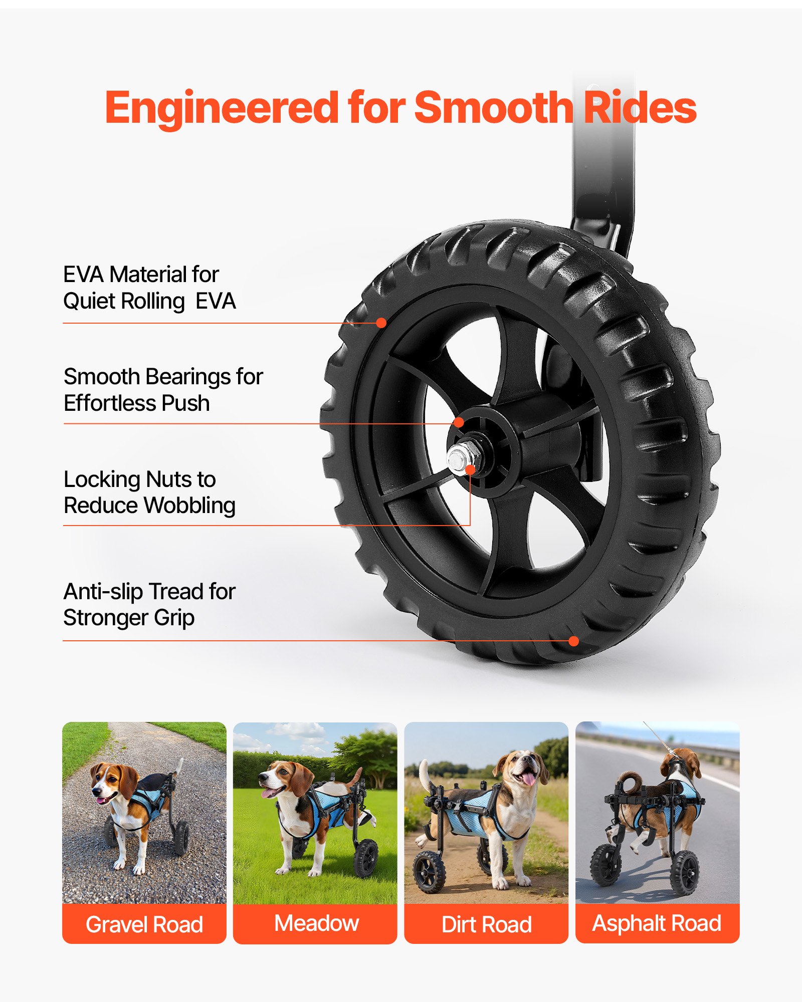VEVOR Dog Wheelchair for Back Legs, Adjustable 2 Wheels Pet Wheelchair, Lightweight  Dog Cart with Shock-Absorbing Wheels, Mobility Support Wheel Chair for Disabled Injured Dogs up to 22lbs, Small