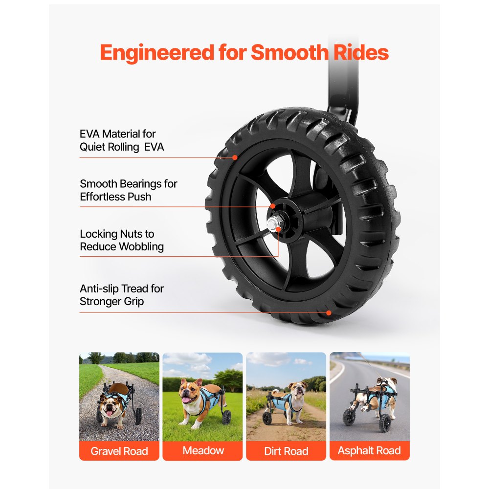 VEVOR Dog Wheelchair for Back Legs, Adjustable 2 Wheels Pet Wheelchair, Lightweight  Dog Cart with Shock-Absorbing Wheels, Mobility Support Wheel Chair for Disabled Injured Dogs up to 15kg, Medium