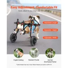 VEVOR Dog Wheelchair for Back Legs, Adjustable 2 Wheels Pet Wheelchair, Lightweight  Dog Cart with Shock-Absorbing Wheels, Mobility Support Wheel Chair for Disabled Injured Dogs up to 33lbs, Medium