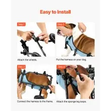 VEVOR Dog Wheelchair for Back Legs, Adjustable 2 Wheels Pet Wheelchair, Lightweight  Dog Cart with Shock-Absorbing Wheels, Mobility Support Wheel Chair for Disabled Injured Dogs up to 33lbs, Medium