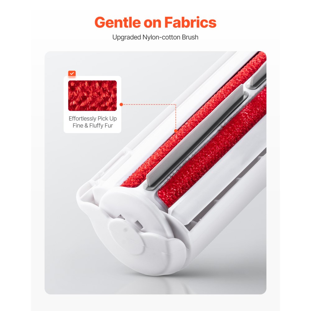 VEVOR Pet Hair Remover Roller, Reusable Dual-sided Lint Roller Tool, Dog and Cat Efficient Hair Cleaning Remover, for Home, Furniture, Car, Couch, Carpet, Seat, Bedding, Floor, Sofa, White