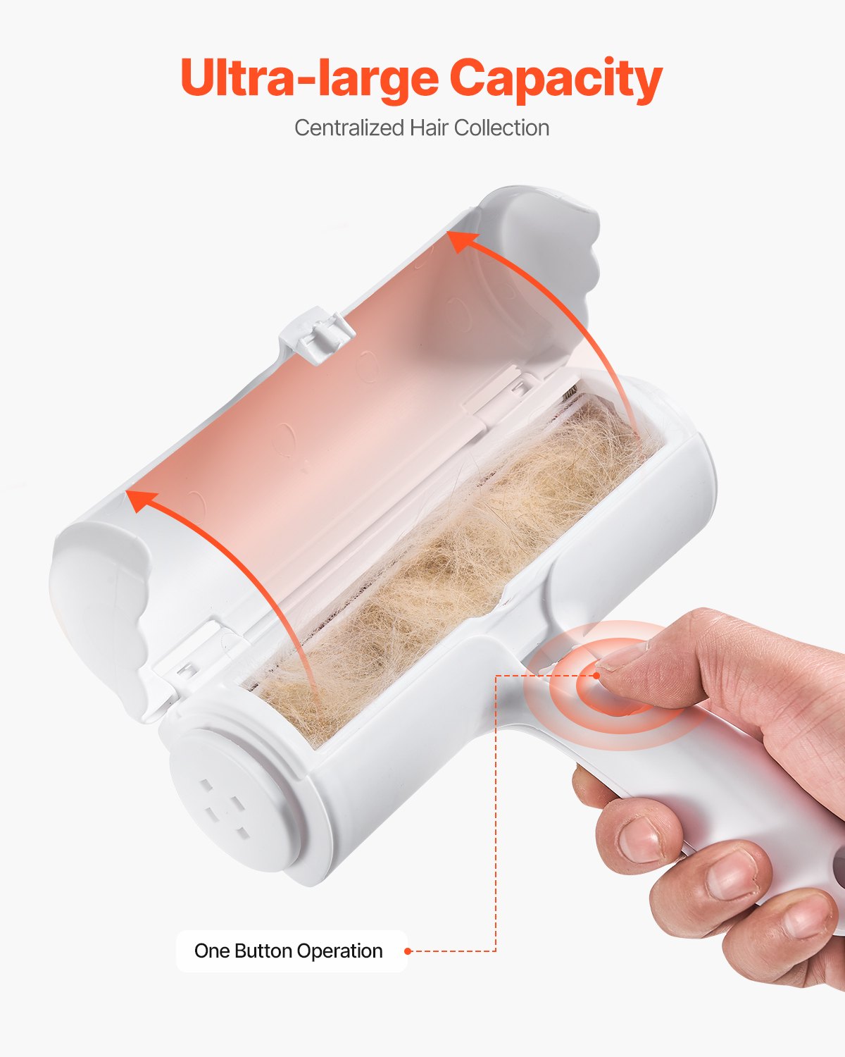 VEVOR Pet Hair Remover Roller, Reusable Dual-sided Lint Roller Tool, Dog and Cat Efficient Hair Cleaning Remover, for Home, Furniture, Car, Couch, Carpet, Seat, Bedding, Floor, Sofa, White