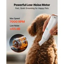 VEVOR Dog Clippers for Grooming, 4 in 1 Dog Grooming Kit, Low Noise, Rechargeable Pet Shaver with 6 Combs & 4 Detachable Blades, Waterproof Cordless Pet Hair Trimmers Nail Grinder Set for Dogs Cats