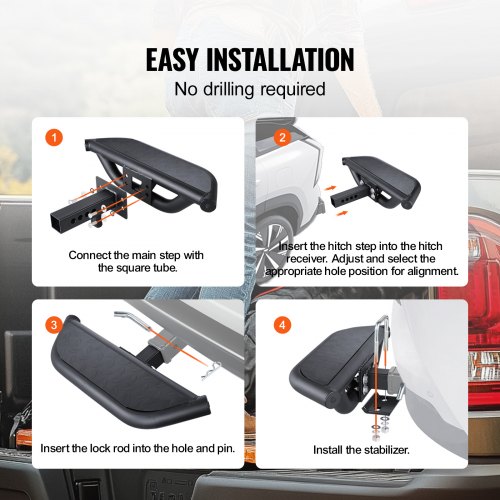 thumbnail image 2 of JY PERFORMANCE Step Hitch Bumper Mount 2" Receiver - 5000 Lb Load Capacity, Heavy Duty For Truck Trailer RV, Black 2 of 6