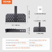 Escalón de enganche VEVOR para receptor de 2" Protector de parachoques trasero de remolque universal de acero