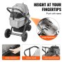 VEVOR pet stroller with adjustable handle, leather grip, and large basket for easy and comfortable pet transport.