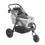 VEVOR pet stroller, gray, three-wheel design, mesh canopy, and undercarriage storage.