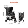VEVOR Pet Stroller, 35 lbs Weight Capacity, Foldable Dog Stroller Cart, 3 Wheels Cats Stroller with Mesh Windows and Cup Holders, Portable Pet Carrier Stroller with Brake, for Small to Medium Pets