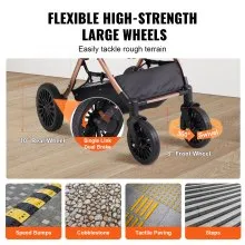 VEVOR Pet Stroller, 4 Wheels Dog Stroller Rotate with Brakes, 66 lbs Weight Capacity, Puppy Stroller with Detachable Carrier, Storage Basket and Pet Pad, for Small to Medium Sized Dogs, Black
