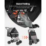 VEVOR Pet Stroller Foldable 4 Wheels Dog Stroller Reversible Handle up to 44lbs