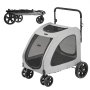 VEVOR Pet Stroller, 4 Wheels Dog Stroller Rotate with Brakes, 72.6 kg Weight Capacity, Puppy Stroller with Breathable Mesh Windows and Height-Adjustable Height, for Medium and Large Dogs, Dark Grey