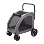 VEVOR Pet Stroller, 4 Wheels Dog Stroller with Brakes, 160lbs Weight Capacity, Portable Puppy Stroller Carrier with Breathable Mesh Windows & Height-Adjustable Height, Animal Stroller for Cats & Dogs