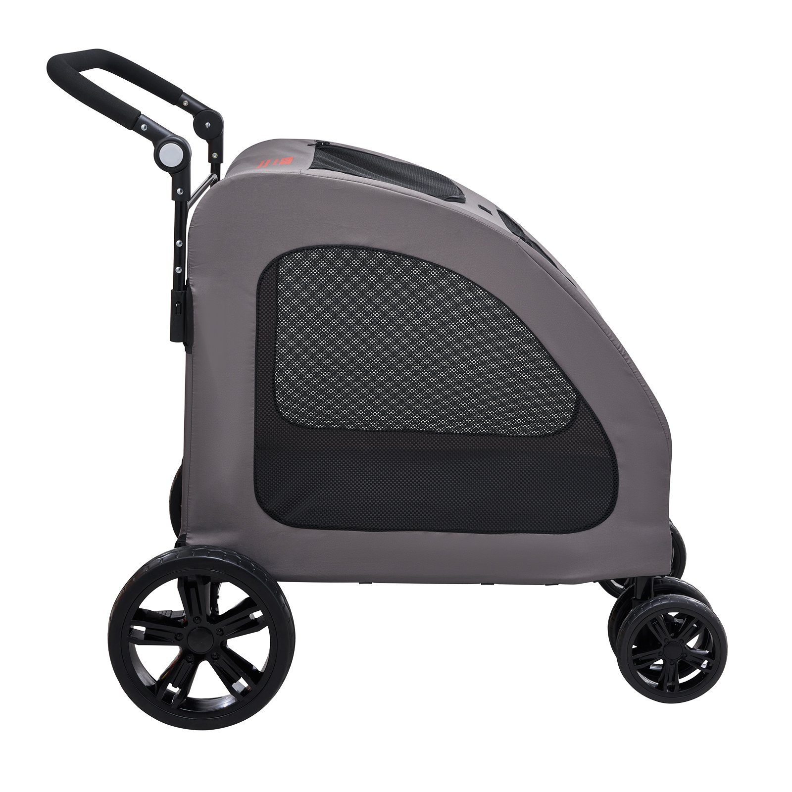 VEVOR Pet Stroller, 4 Wheels Dog Stroller with Brakes, 160lbs Weight Capacity, Portable Puppy Stroller Carrier with Breathable Mesh Windows & Height-Adjustable Height, Animal Stroller for Cats & Dogs