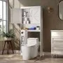 Over The Toilet Storage Cabinet for Bathroom with Adjustable Shelf White 67.4" H