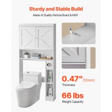 Over The Toilet Storage Cabinet for Bathroom with Adjustable Shelf White 67.4" H