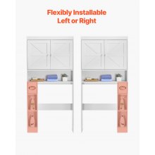 Over The Toilet Storage Cabinet for Bathroom with Adjustable Shelf White 67.4" H
