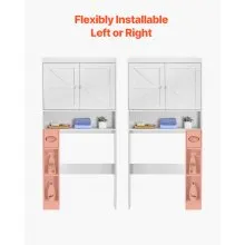 Over The Toilet Storage Cabinet for Bathroom with Adjustable Shelf White 67.4" H