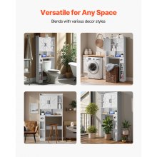 Over The Toilet Storage Cabinet for Bathroom with Adjustable Shelf White 66" H