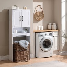 Over The Toilet Storage Cabinet for Bathroom with Adjustable Shelf White 66" H