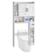 Over The Toilet Storage Cabinet for Bathroom with Adjustable Shelf White 66" H