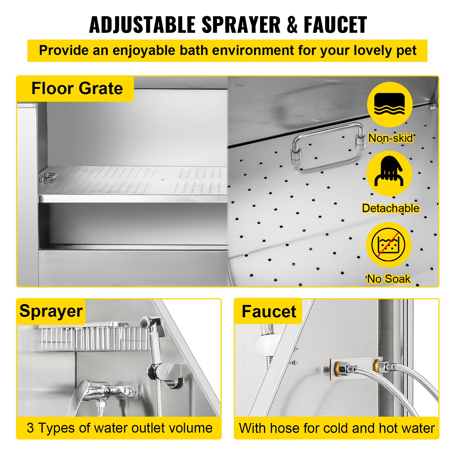 50'' Pet Grooming Bath Tub Electric Lift Shampoo Rack Sprayer Accessories Supply