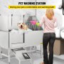 VEVOR Professional Dog Grooming Tub, 62 inch Stainless Steel Pet Bathing Tub, 661 Lbs Load Large Dog Wash Tub with Faucet Walk-in Ramp Accessories, Dog Washing Station Pet Bath Tub Left Sliding Door