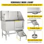 VEVOR 50 Inch Dog Grooming Tub?Professional Stainless Steel Pet Dog Bath Tub?with Steps Faucet & Accessories Dog Washing Station?Right-Door?