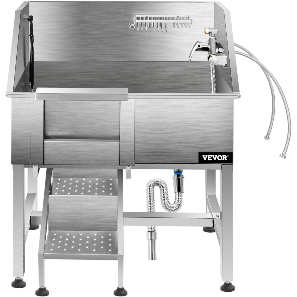VEVOR Pet Dog Grooming Bath Tub Dog Wash Tub 38"L Stainless Steel Shower Salon