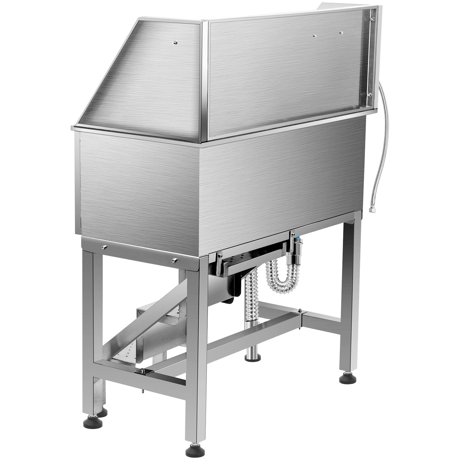 VEVOR Dog Grooming Tub, 38\" Pet Wash Station, Professional Stainless Steel Pet Grooming Tub Rated 180LBS Load Capacity, Non-Skid Dog Washing Station Comes with Ramp, Faucet, Sprayer and Drain Kit