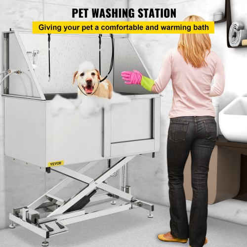 Dog Pet Grooming Bath Tub Professional Stainless Steel Electric Lift Height 50"