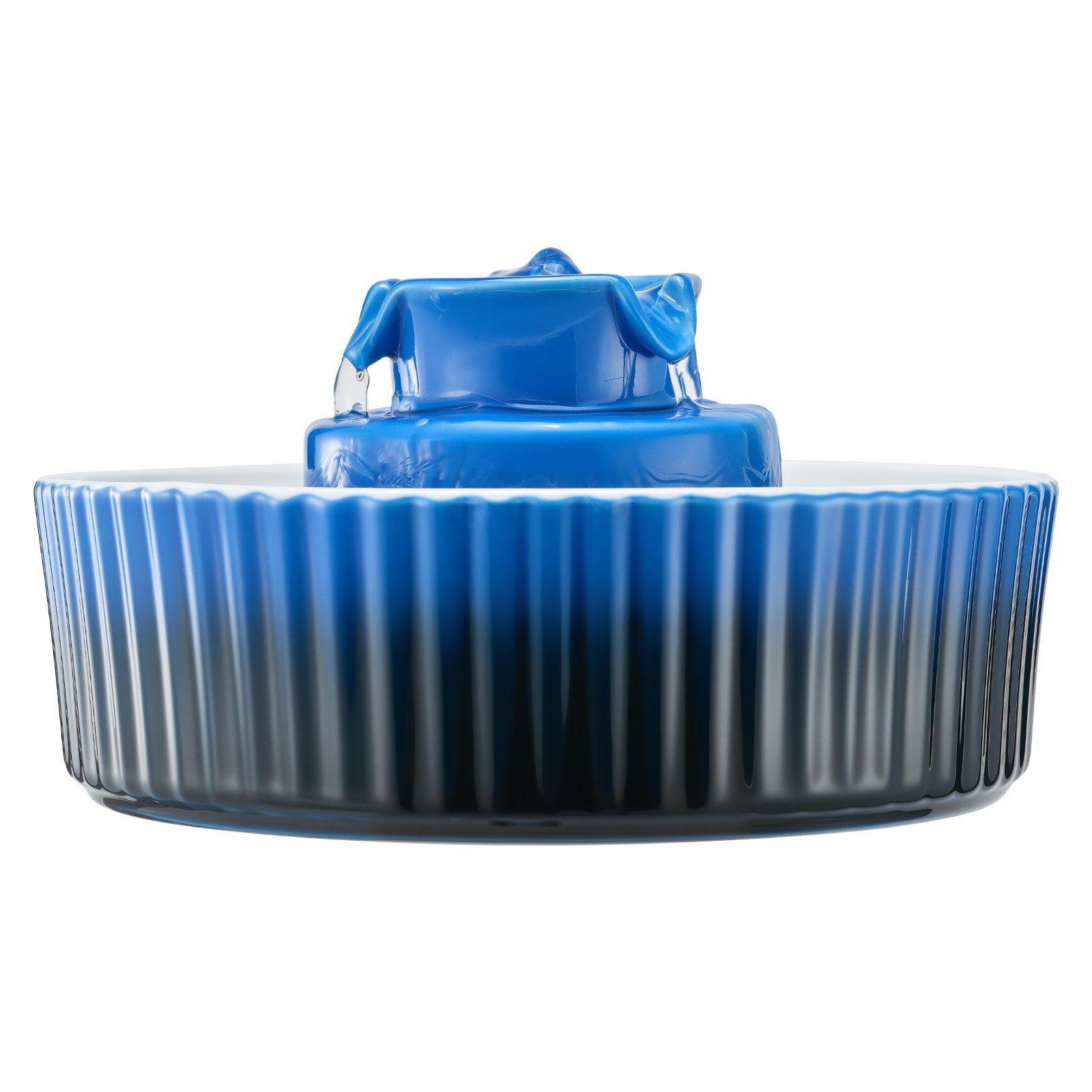 VEVOR Ceramic Cat Water Fountain, 2.1 L Cupcake Pet Fountain, Porcelain Cat Water Dispenser with Ultra-Quiet Pump, 360° Drinking Area and Multi-Layer Filtration System, for Cats & Dogs Drinking(Blue)