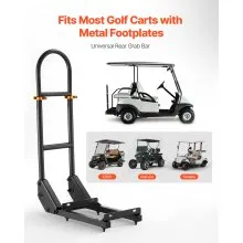 Golf Cart Rear Seat Grab Bar for Most Golf Carts with Metal Footplates Black