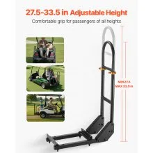 Golf Cart Rear Seat Grab Bar for Most Golf Carts with Metal Footplates Black