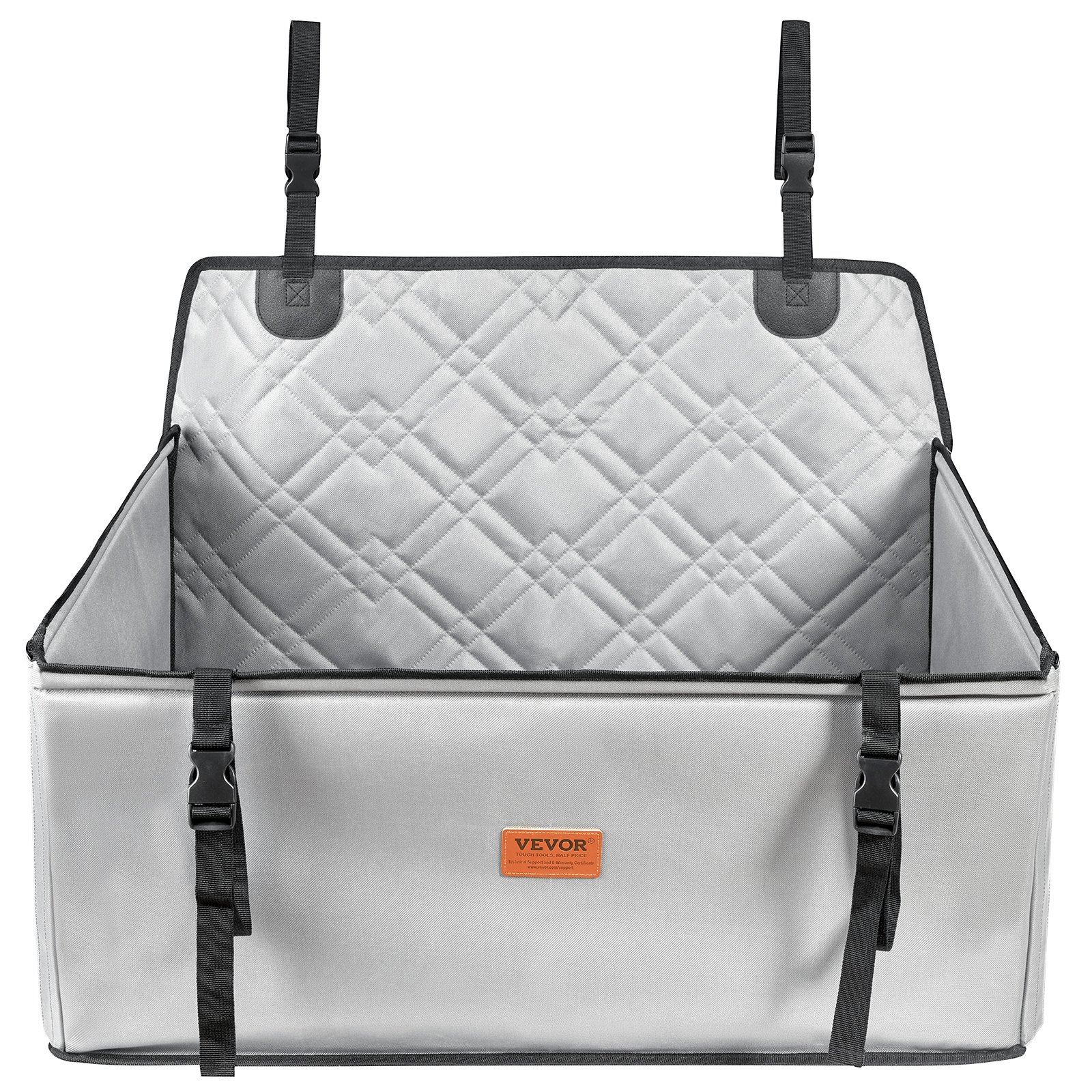 VEVOR Dog Car Seat, Waterproof Dog Booster Seat for Car with Support Frame, Pet Car Seat with Clip-On Safety Leash, Dog Car Bed for Small, Medium and Large Dog up to 22 kg, Gray