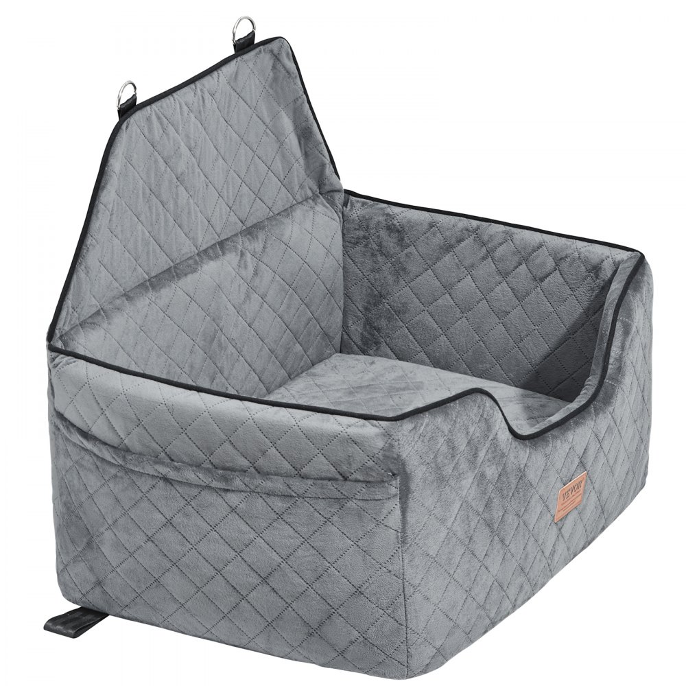 VEVOR Dog Car Seat, Dog Booster Seat for Car with A Storage Pocket, Pet Car Seat with Clip-On Safety Leash, Sponge Filling, Dog Car Bed for Medium & Large Dog up to 24.9 kg, Gray