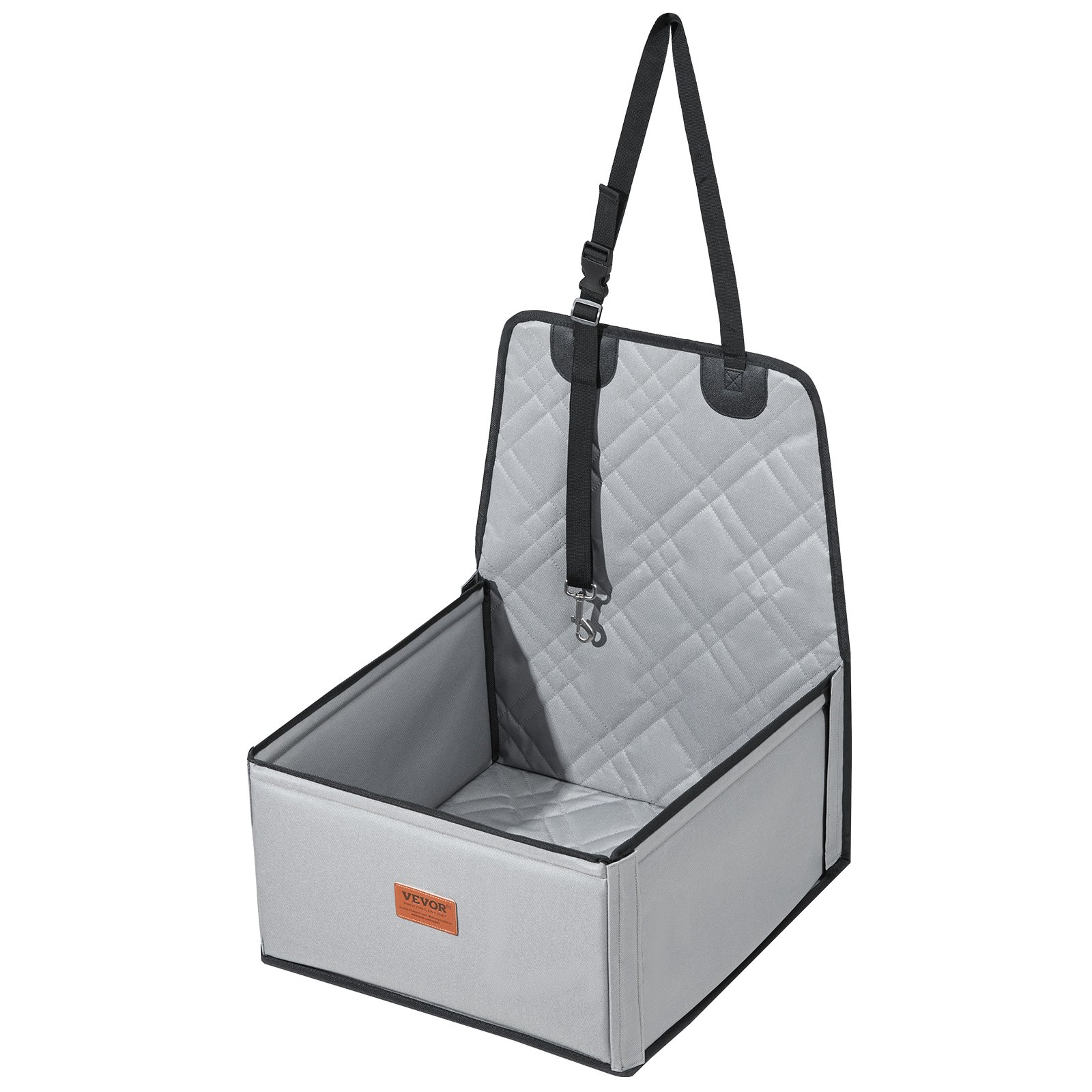 VEVOR Dog Car Seat, Dog Booster Seat for Car with  Support Frame, Pet Car Seat with Clip-On Safety Leash, Cotton Filling, Dog Car Bed for Small Dog up to 26 lbs, Gray
