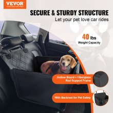 VEVOR Dog Booster Car Seat Pet Car Seat for S M L Dogs up to 18.1 kg Black