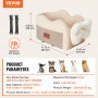 VEVOR Console Dog Car Seat, Center Console Dog Booster Seat for Small Dog, Pet Car Seat for Car Armrest with Clip-On Leash, Adjustable Straps, Supports up to 3.6 kg, Light Brown
