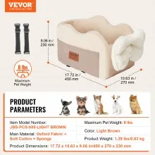 VEVOR Center Console Dog Car Seat Dog Booster Car Seat for Small Dog 8 lbs