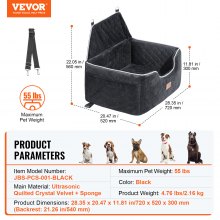 VEVOR Dog Booster Car Seat Pet Car Seat for Medium Large Dog up to 24.9 kg Black