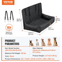 VEVOR Dog Booster Car Seat Pet Car Seat for Medium Large Dog up to 45.4 kg Black