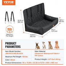 VEVOR Dog Booster Car Seat Pet Car Seat for Medium Large Dog up to 45.4 kg Black