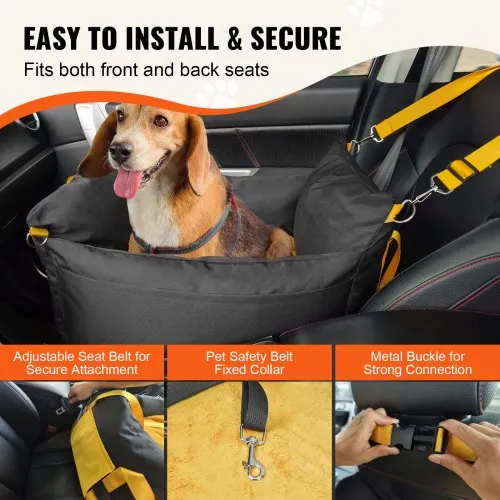 Small Dog Car Safety Dog Car Booster Seat For Small Medium Dogs - Memory Foam Pet Car Seat With Safety Belt Up To 35 Lbs Pet Travel Safety