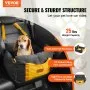 VEVOR Dog Car Seat, Waterproof Dog Booster Seat for Car with Side Handles and A Storage Pocket, Clip-On Safety Leash and PP Cotton Filling, Dog Car Bed for Small Dog up to 25lbs, Black