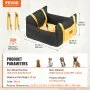 VEVOR Dog Car Seat, Waterproof Dog Booster Seat for Car with Side Handles and A Storage Pocket, Clip-On Safety Leash and PP Cotton Filling, Dog Car Bed for Small Dog up to 25lbs, Black