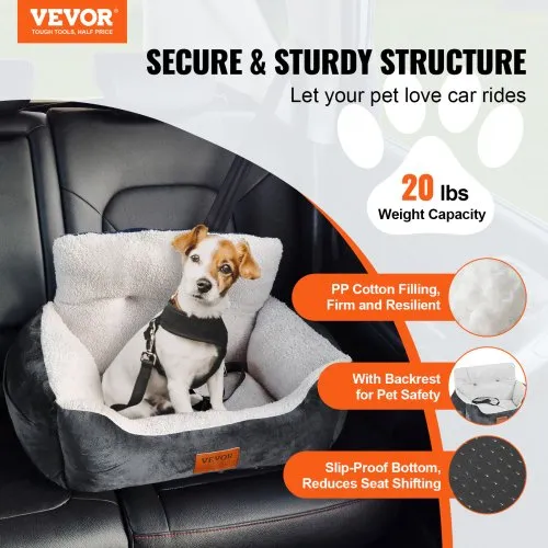 Dog Car Seat Elevated For Small Medium Dogs - Memory Foam Booster Seat Up To 35 Lbs With Storage Small Dog Car Booster